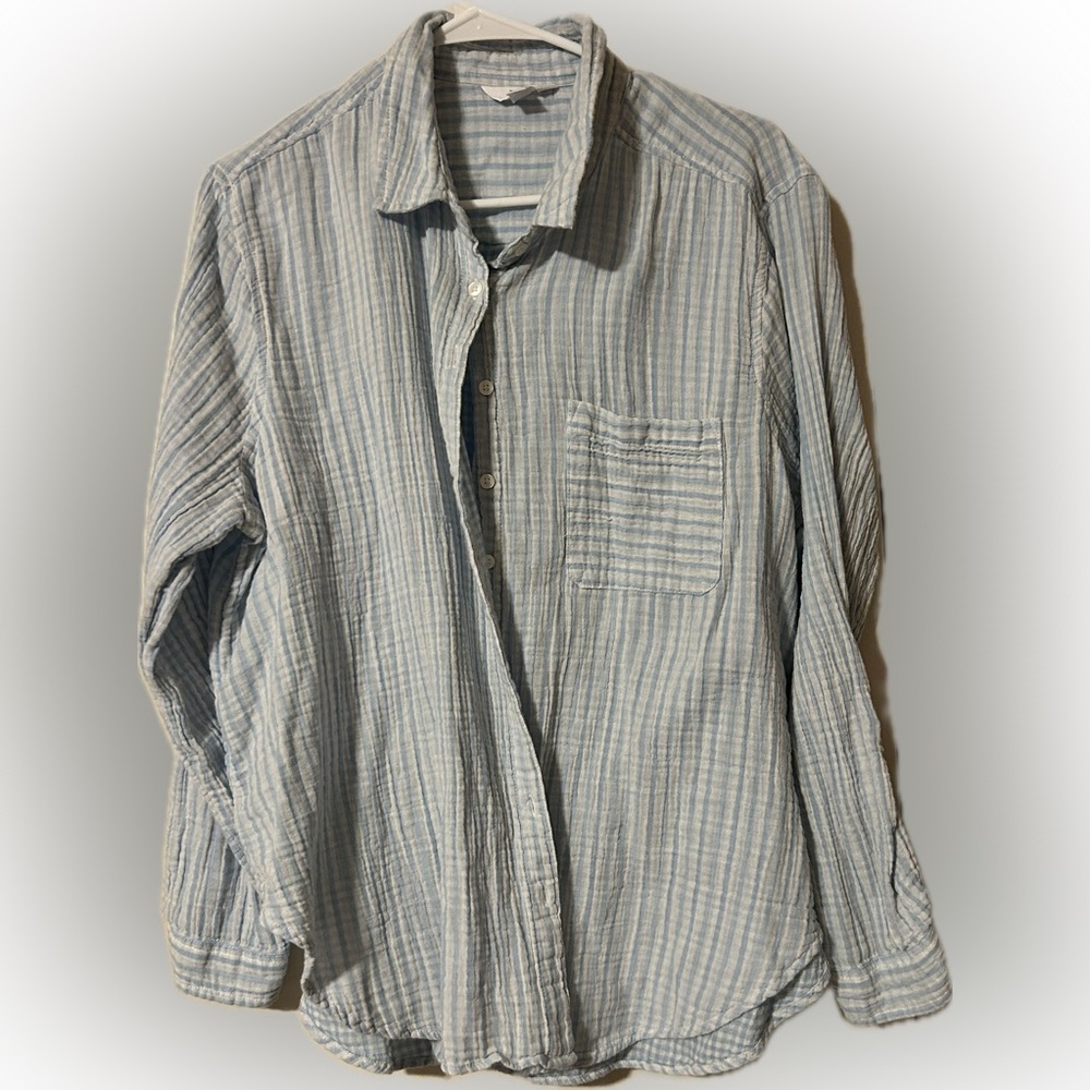 Time and Tru Women’s Blue & White Strip Blouse-XL
